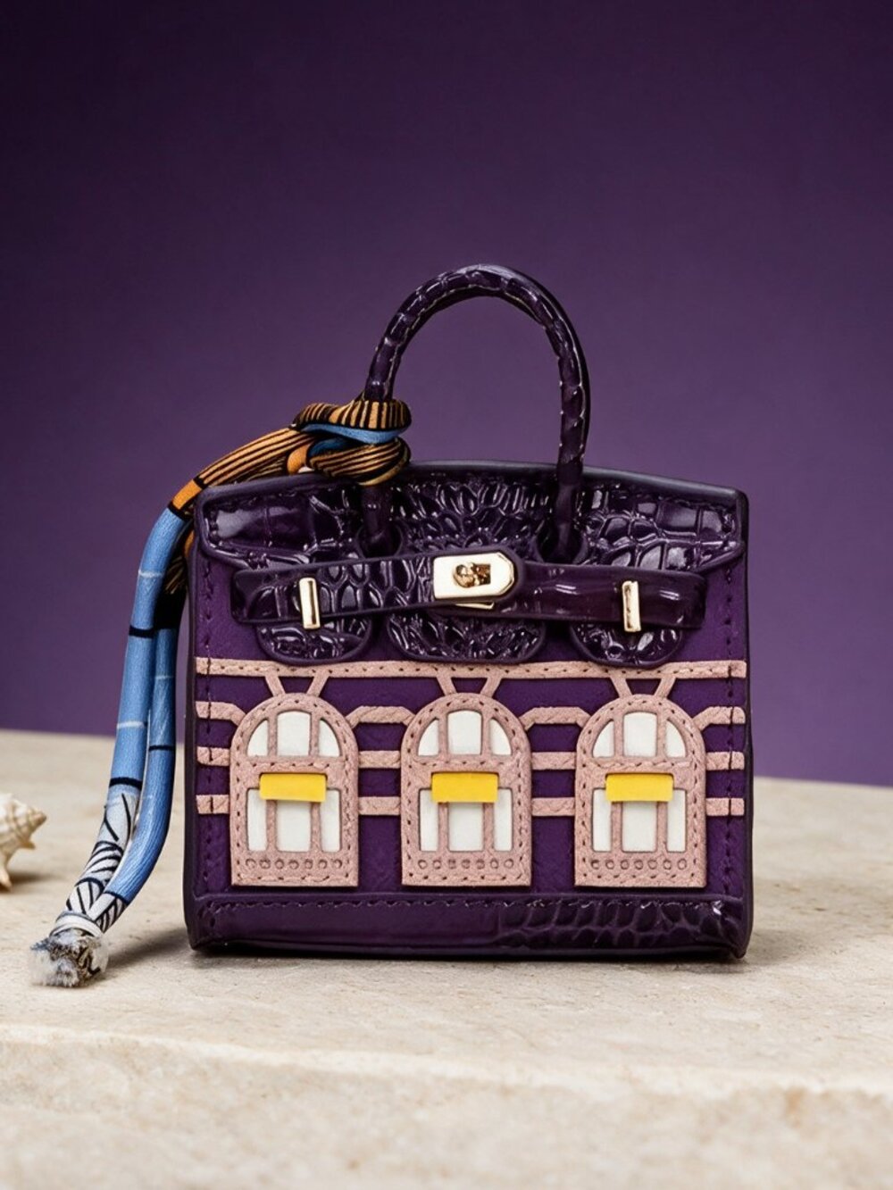 Mini Tote, Bag Charm, Coin Purse, Headphones Holder - PURPLE